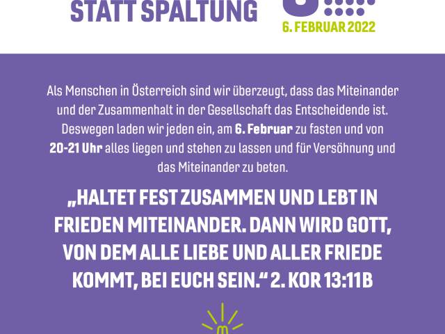 Gebetsaufruf: Versöhnung statt Spaltung