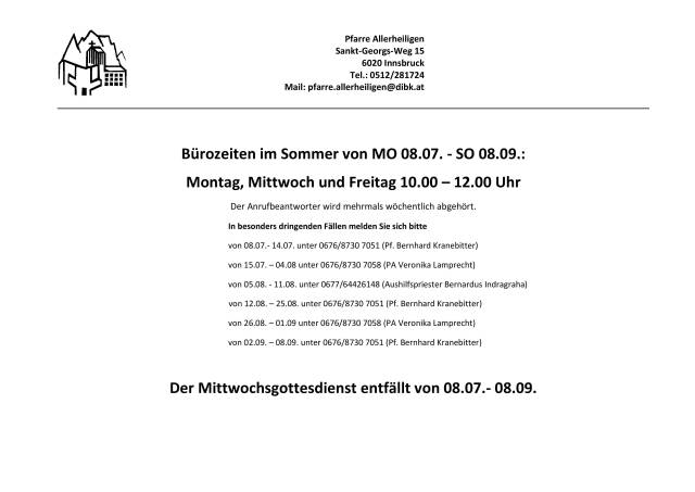 Erreichbarkeit im Sommer