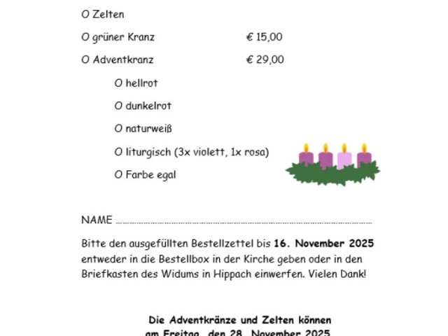 Adventkranz- und Zeltenaktion 2025